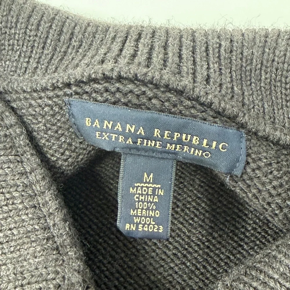 Banana Republic Mens Extra Fine Merino Wool Snap Front Cardigan Brown Medium